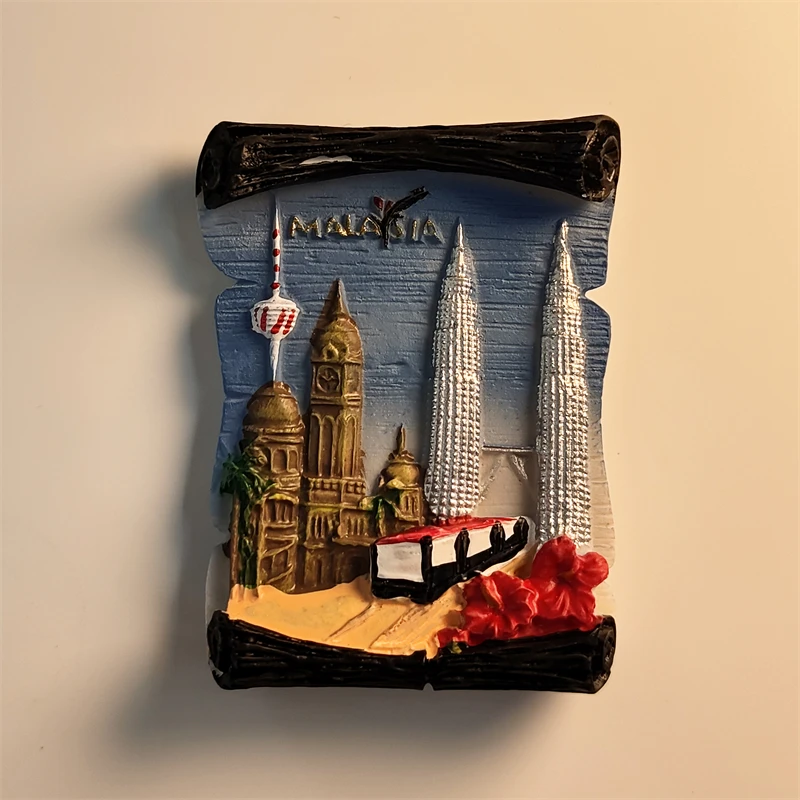 Malaysia，Twin Towers，Scroll，3D Stereoscopic，Tourism souvenirs，Resin painting，Decoration home，Refrigerator magnets