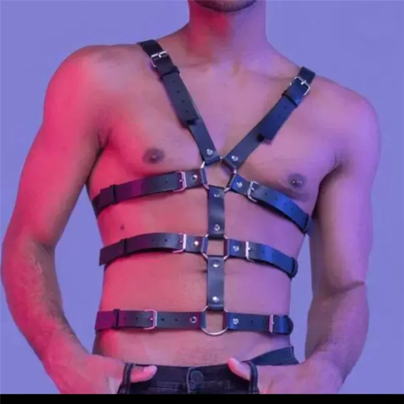 1PC Adjustable Men Sexy Lingerie Leather Sexual Harness Men Rave Gay Clothing BDSM Fetish Full Body Harness Belt Strap For Sex