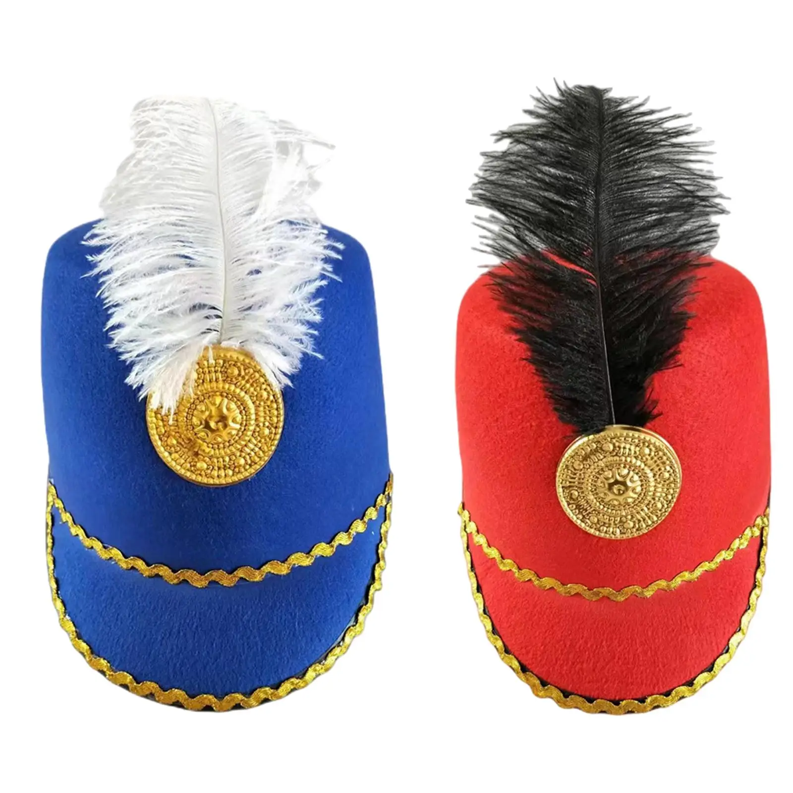 Marching Band Hat Stylish with Feather for Stage Performance Dress up Events