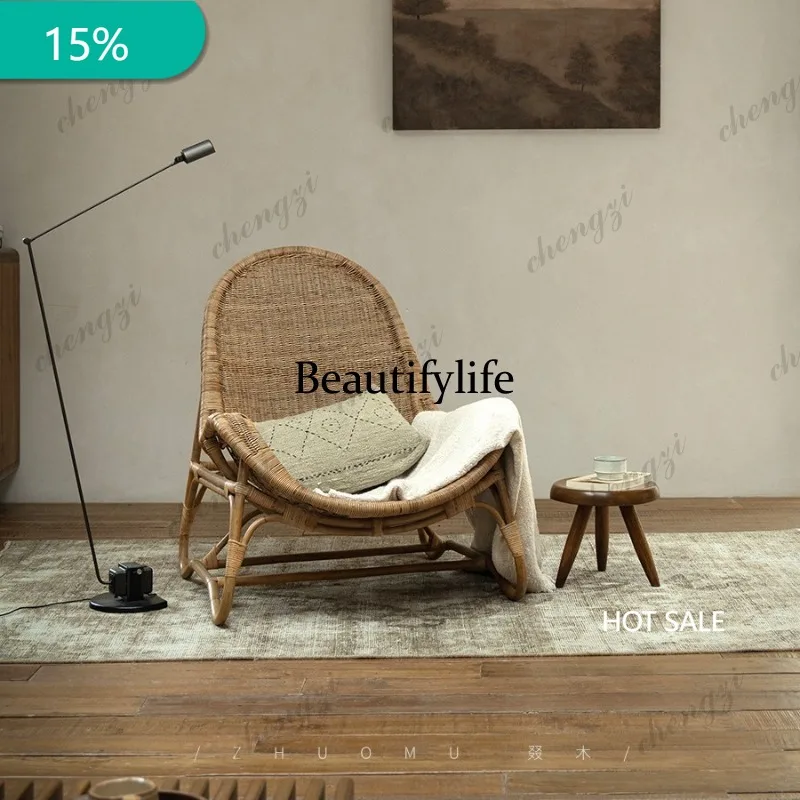 X173 Full rattan sofa chair hand-woven living room B & B hotel single lazy sofa recliner