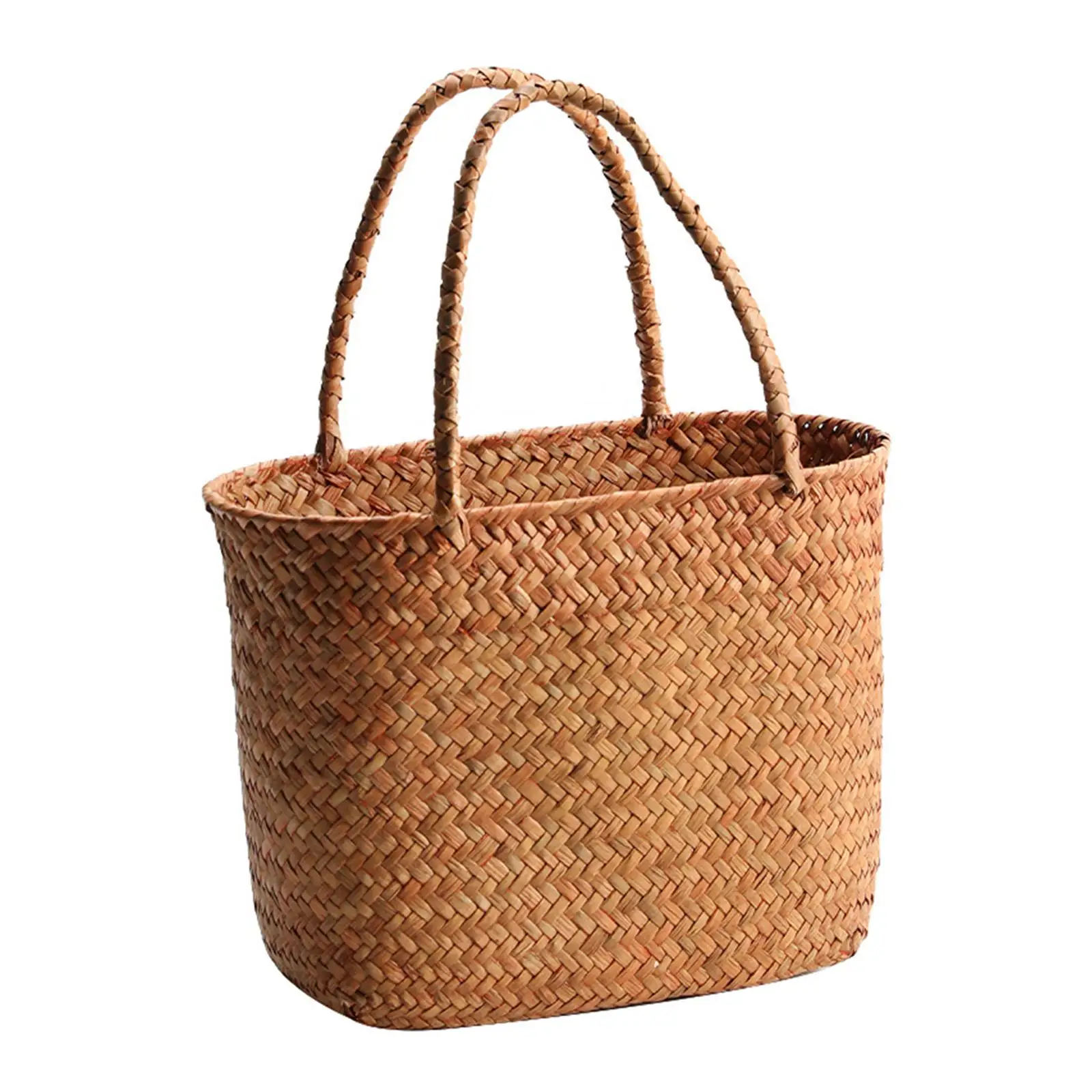 Outdoor Picnic Basket Woven Grocery Baskets Market Basket Woven Shopping Storage Basket for Camping Hiking Kitchen Shopping