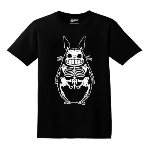 NEW UNISEX  Adults HALLOWEEN Cute Totoro Skeleton Skull X-Ray Cotton T-Shirt