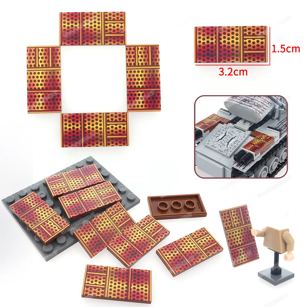 Copper Rust Mesh Printed Tiles 87079 Material Brown 2*4 Building Block Figures Military Equipment Accessories Model Toy Diy Gift