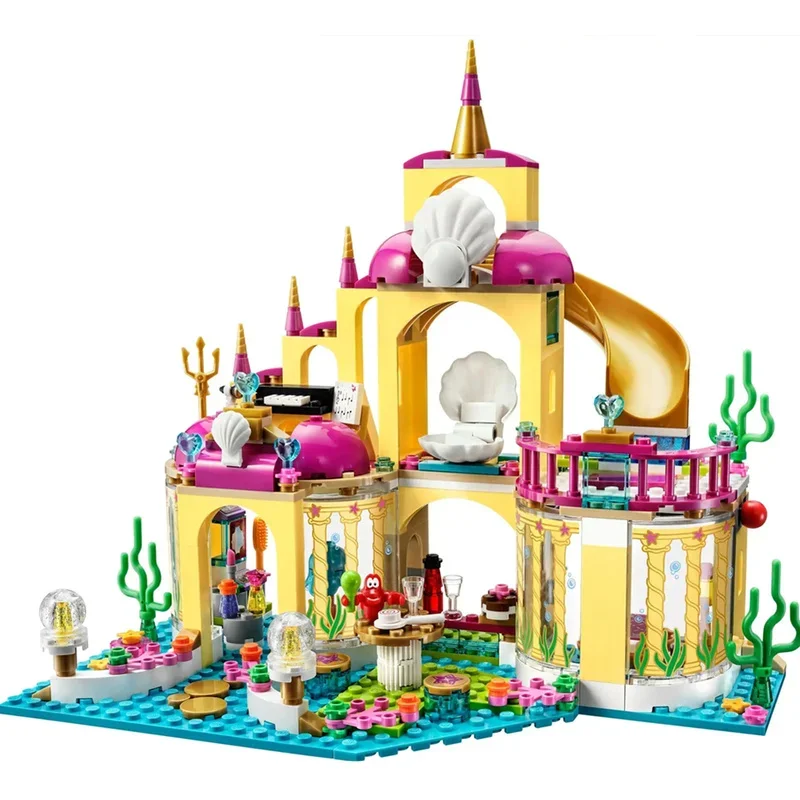 Disney Princess Magical Castle Set Little Mermaid Frozen Elsa Building Block Princess Bricks Toy Friends Kid Diy Birthday Gift