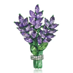 Women Brooch Romantic Crystal Lavender Flower Lapel Pins OL Accessories Lavender Botany Vindicate Gifts Luxury Jewelry