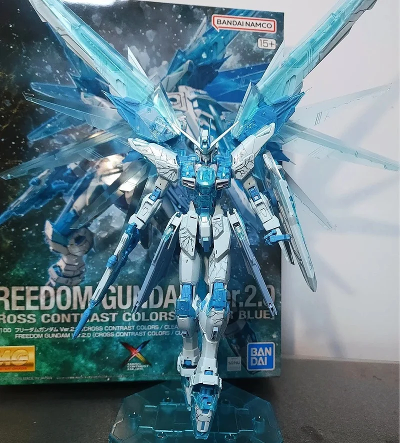 Bandai China Limited Mg Freedom Up To 2.0 Transparent Blue Cross Contrast Color Assembly Model Gifts