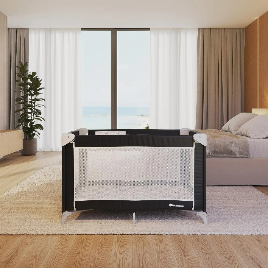 ホテル用折りたたみ式ベビーサークル「Sleep 'N Store」、取り外し可能なベビーベッド付きポータブルプレイヤード、収納付きトラベルプレイヤード