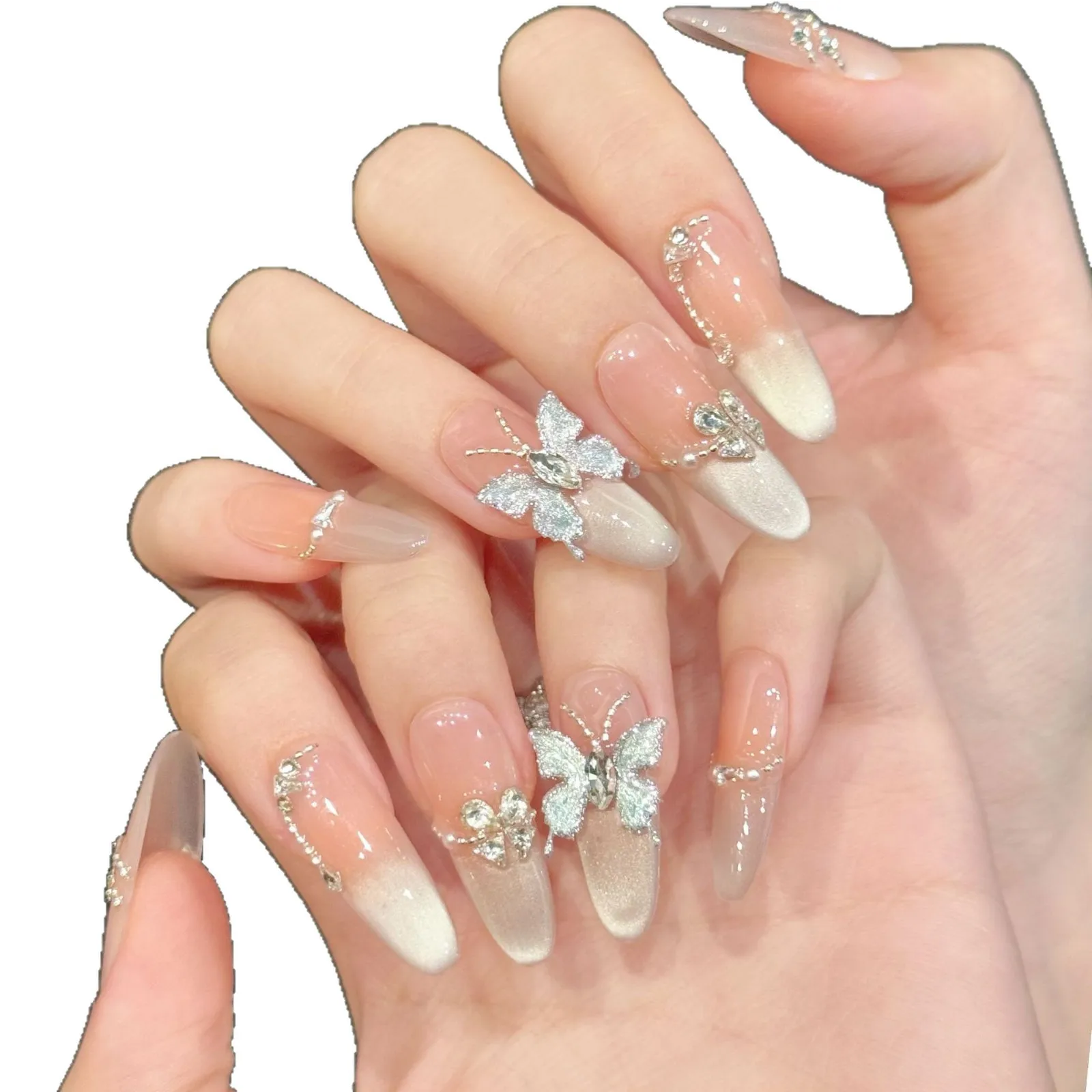 ウェアアーマー用【バタフライダンスドーン】立体冷蝶気質キャッツアイライトラグジュアリー気質ネイルパッチ