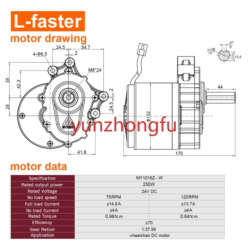 Motor Conversion Kit for Orchard Garden, Electric LawnMower Cart, 4WD, 10in Wheel, Farm Tools, 1000W