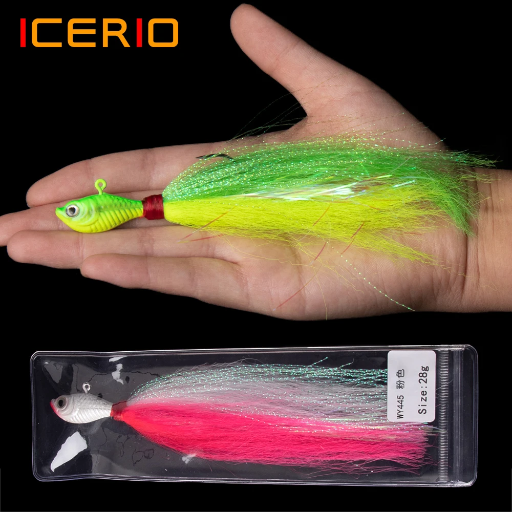 

ICERIO 10g 14g 28g Multicolors Jig Head Streamer Fly Saltwater Fishing Fast Sinking Artificial Lure Bait for Trout Bass Pike