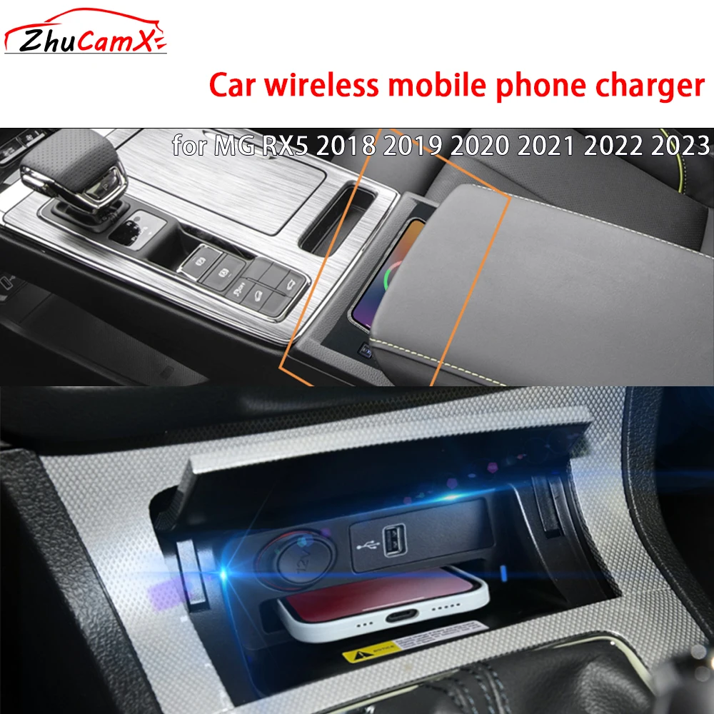 

for MG RX5 2018 2019 2020 2021 2022 2023 Center Console Storage Wireless Mobile Phone Charger QI 18W iPhone Fast Charging Panel