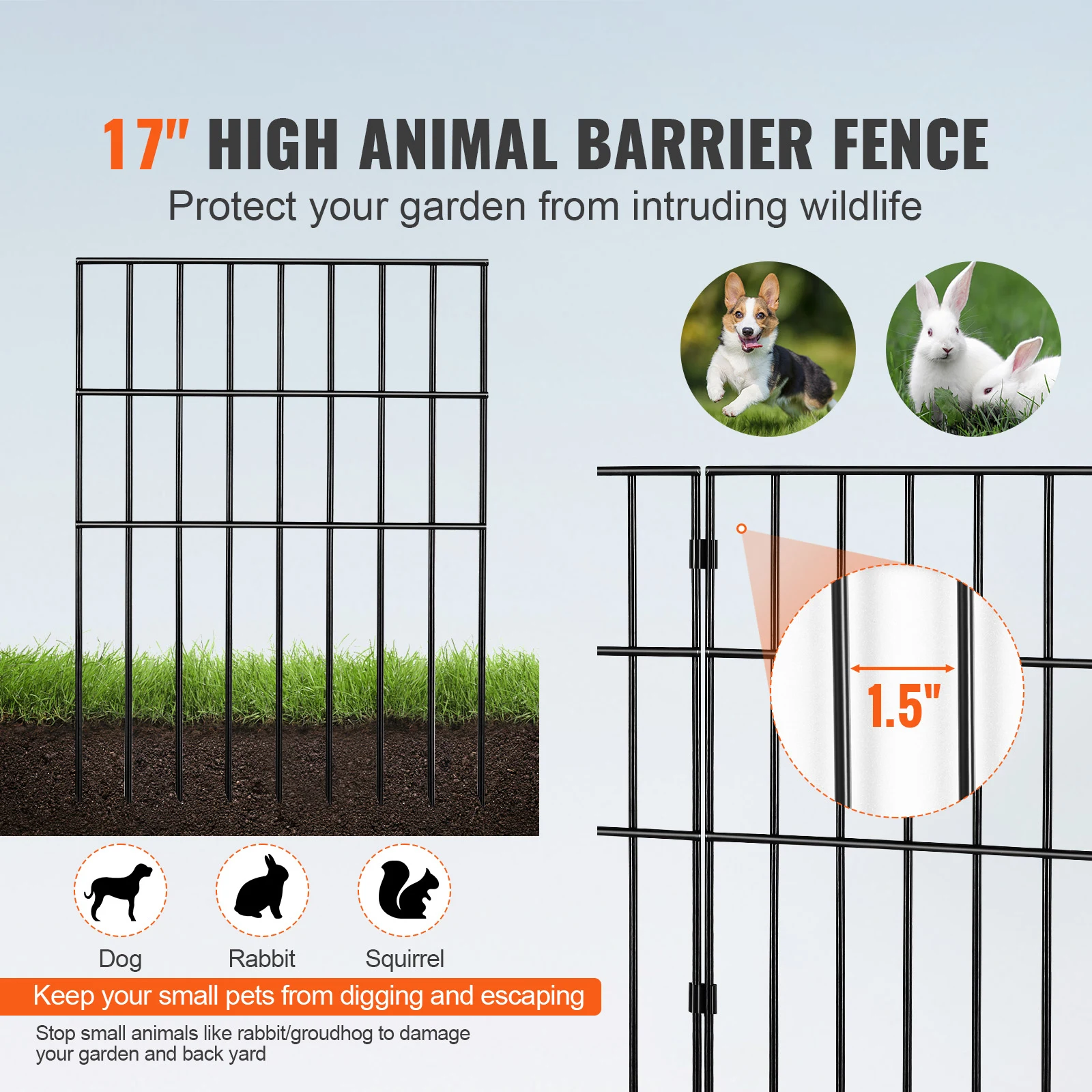SucceBuy Garden Fence No Dig Fence Animal Barrier Fence Underground Decorative Garden Fencing with 1.5 in Spike Spacing for Yard