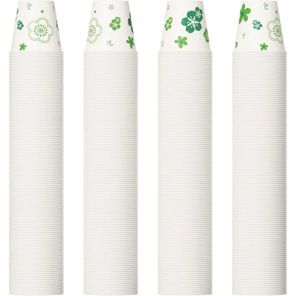 

600 Count 3oz Disposable Bathroom and Party Cups Green Floral Design