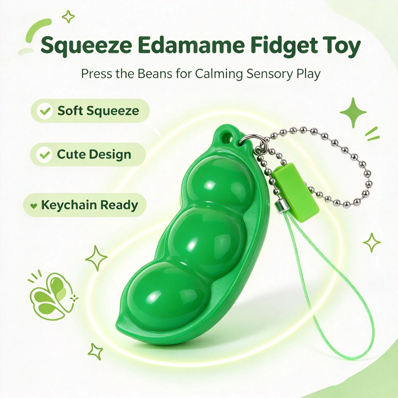 Squeeze Pea Fidget Toy ABS Pop Out Pea Shape For Students Relieve Anxiety