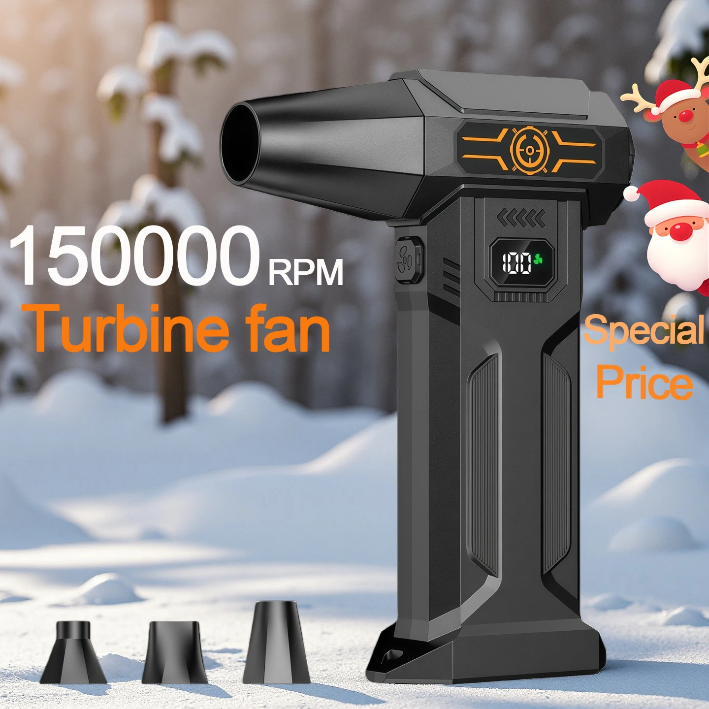 Brushless Motor Turbo Jet Fan, Handheld Violent Blowers, 140000RPM, LED Light Digital Display, Suitable for BBQ, Car Cleaning