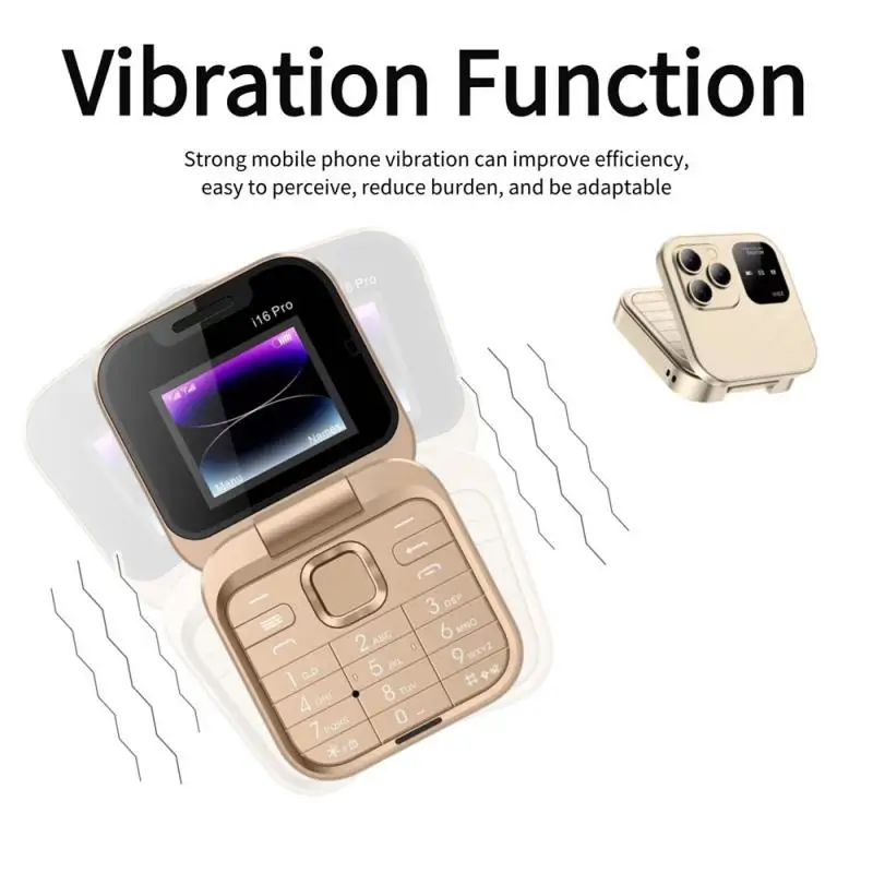 2024 New Mini Flip Mobile Phone Portable Foldable Large Screen Display Phone Blacklist Speed Dial Vibration 2SIM Card Phone