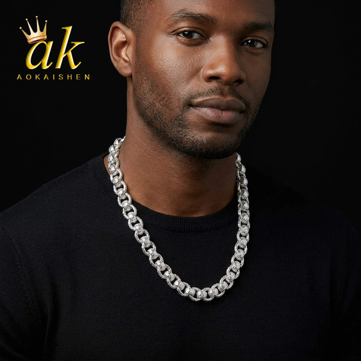 

Цепочка-кольцо Aokaishen с узором для мужчин, позолоченная, в стиле хип-хоп, ювелирное изделие