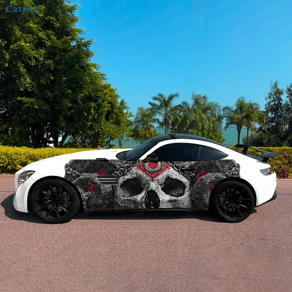 

Рогатый скелет демона, автомобильные виниловые наклейки, самоклеящаяся наклейка из ПВХ, подходит для грузовиков, внедорожников, украшения, автоаксессуары, подарок