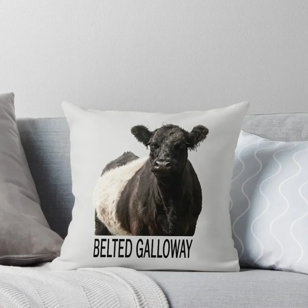 

Belted Galloway Cow Portrait with Text Throw Pillow covers for pillows Pillowcases Cushion Covers Sofa pillow