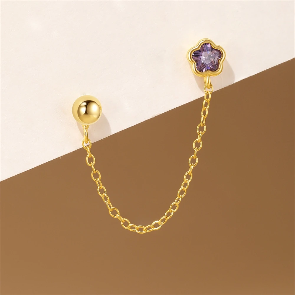 مساعد سلسلة القرط 925 فضة الأرجواني ستار الزركون Drangles وأقراط للنساء الفتيات غرامة مجوهرات شحمة الأذن ترصيع