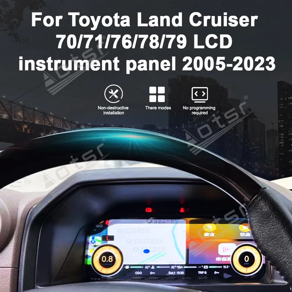 

Цифровой ЖК-дисплей для Toyota Land Cruiser LC100 70 71 76 78 79 2005-2023, приборная панель, виртуальный приборный прибор для кабины, автоматический измеритель скорости