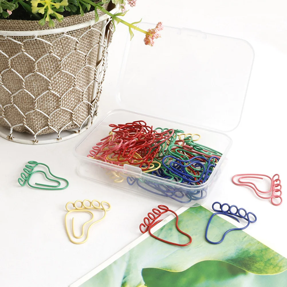 30 Pcs Little Feet Paper Clip Footmark Shaped Clips Paperclips Large Notes Decorative Metal