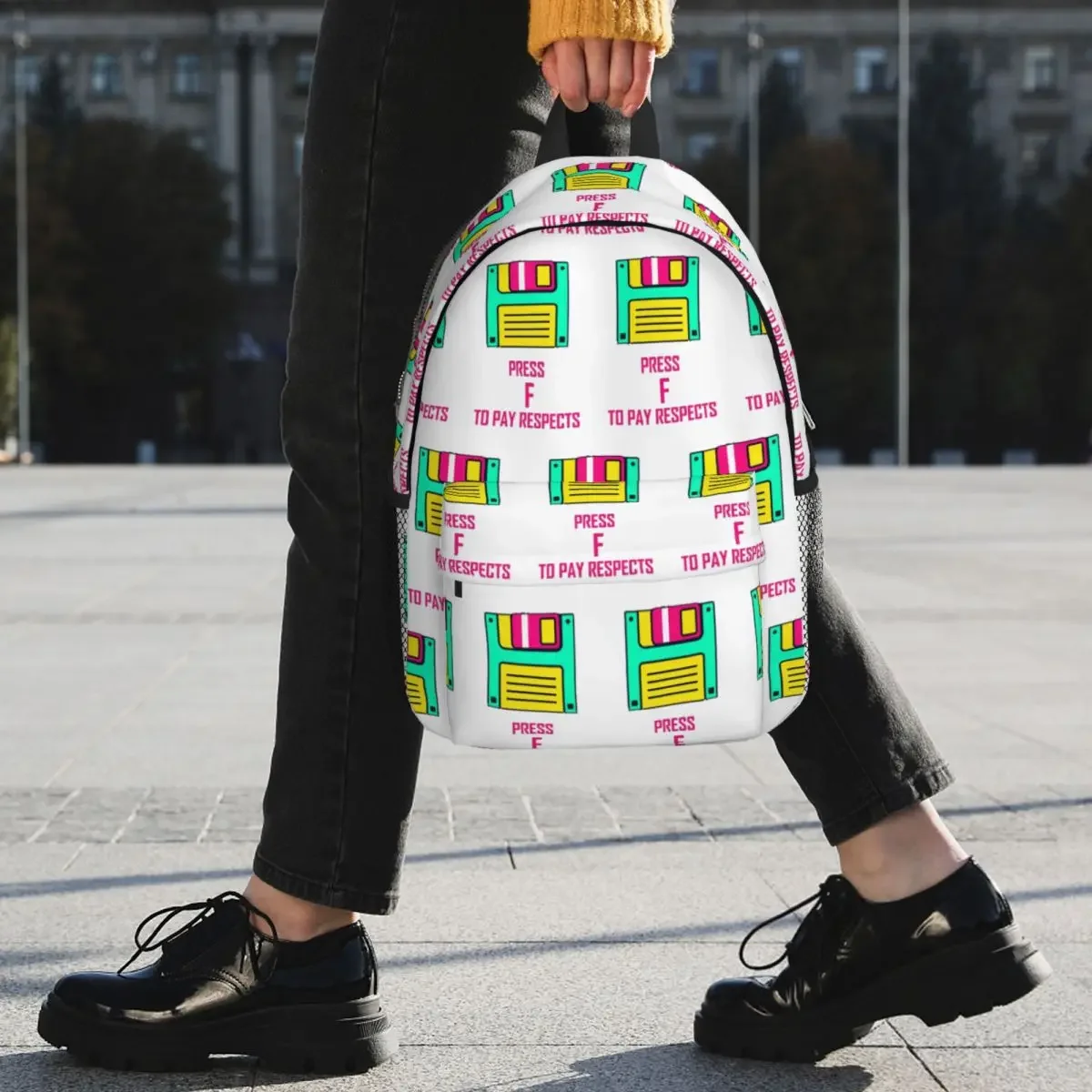 Colorful Neon Floppy Disk For Fans Of 80s Backpacks Teenager Bookbag Cartoon Students School Bags Travel Rucksack Shoulder Bag image 6