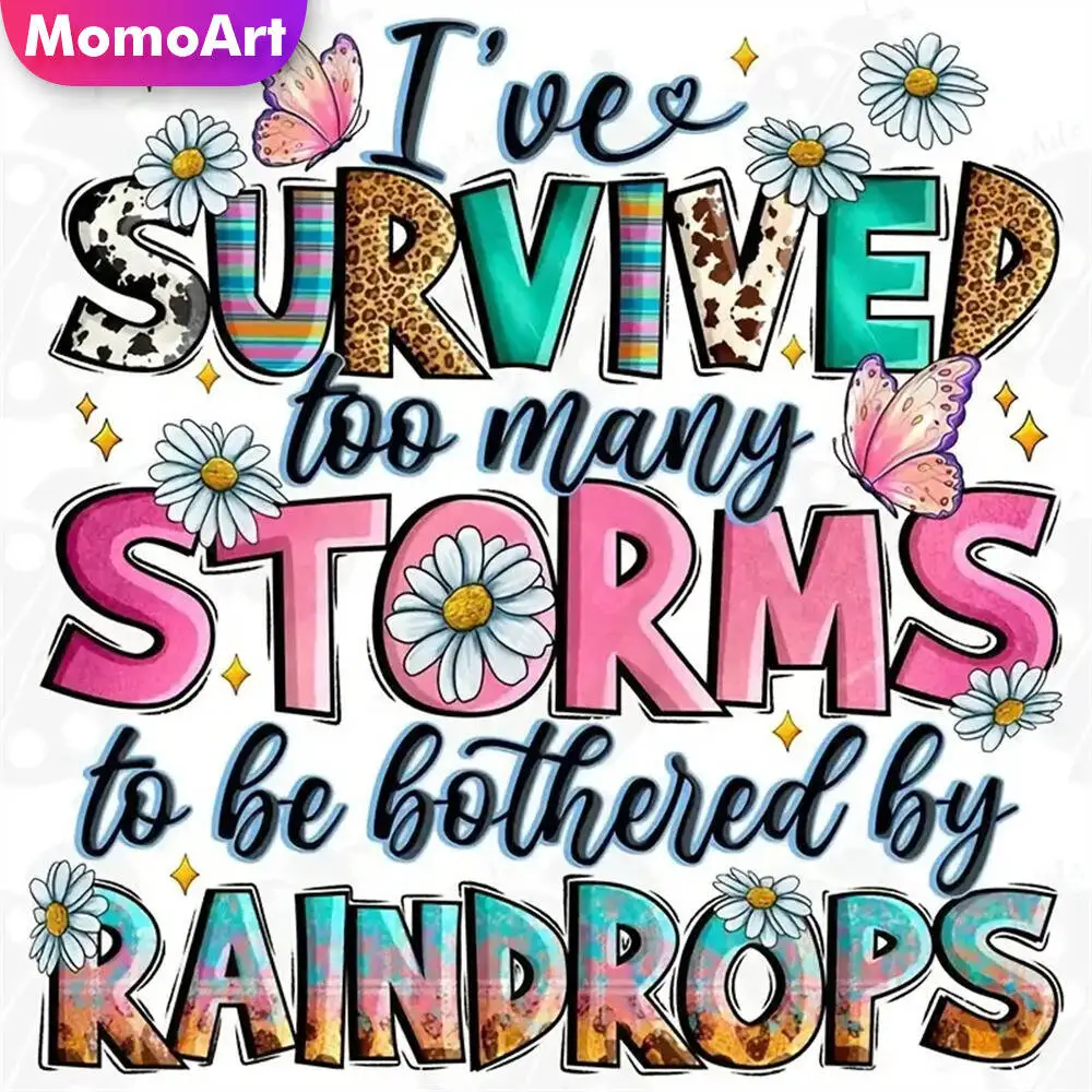 Momoart Letter Diamond Embroidery Text Landscape Mosaic DIY Acrylic Craft Supplies Diamond Painting Cartoon Decor For Home