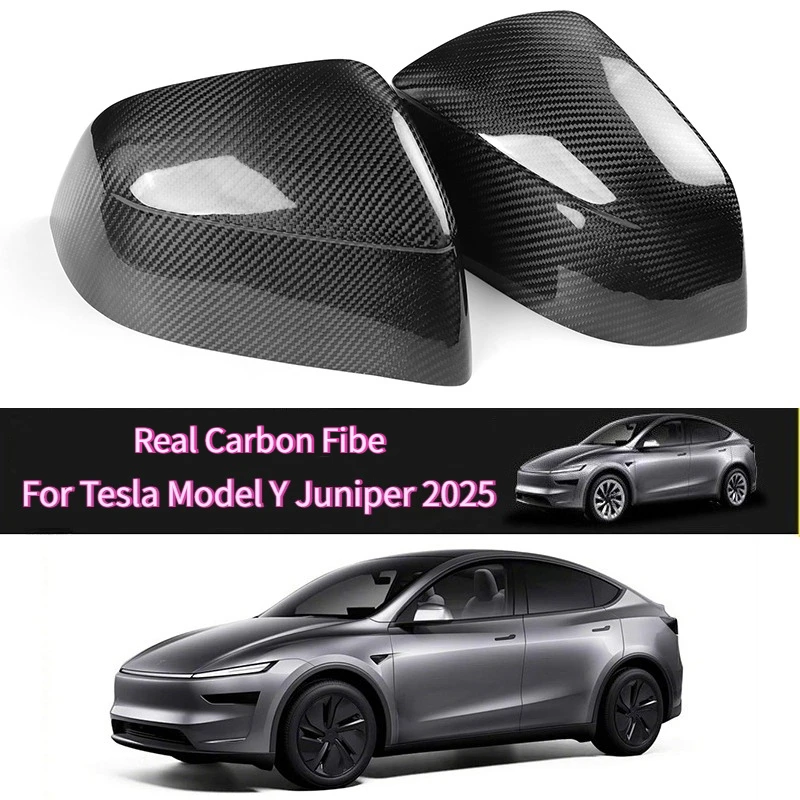 Real Carbon Fiber for Tesla Model Y Juniper Launch 2026 Rear View Mirrors Cover Side Door Rearview Mirror Cover Car Accessories