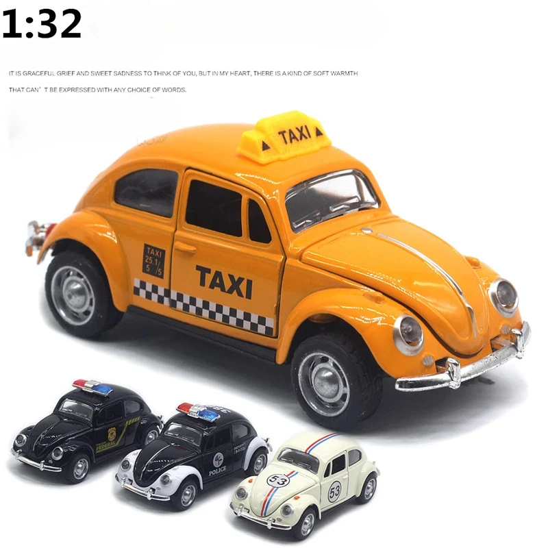 Volkswagen Beetle-modelo de coche de aleación clásico, simulación de sonido y luz, coche de juguete extraíble, colección de decoración, regalo, 1:32