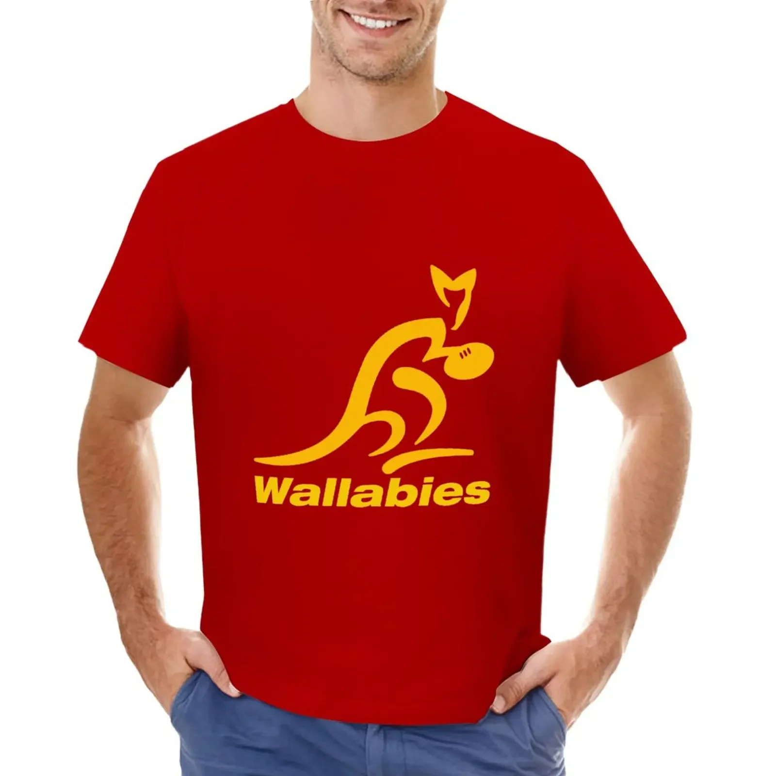 The Wallabies Rugby Vintage Men's Handmade Retro ee T-Shirt cute clothes cute tops mens white Round Collar style oversized men