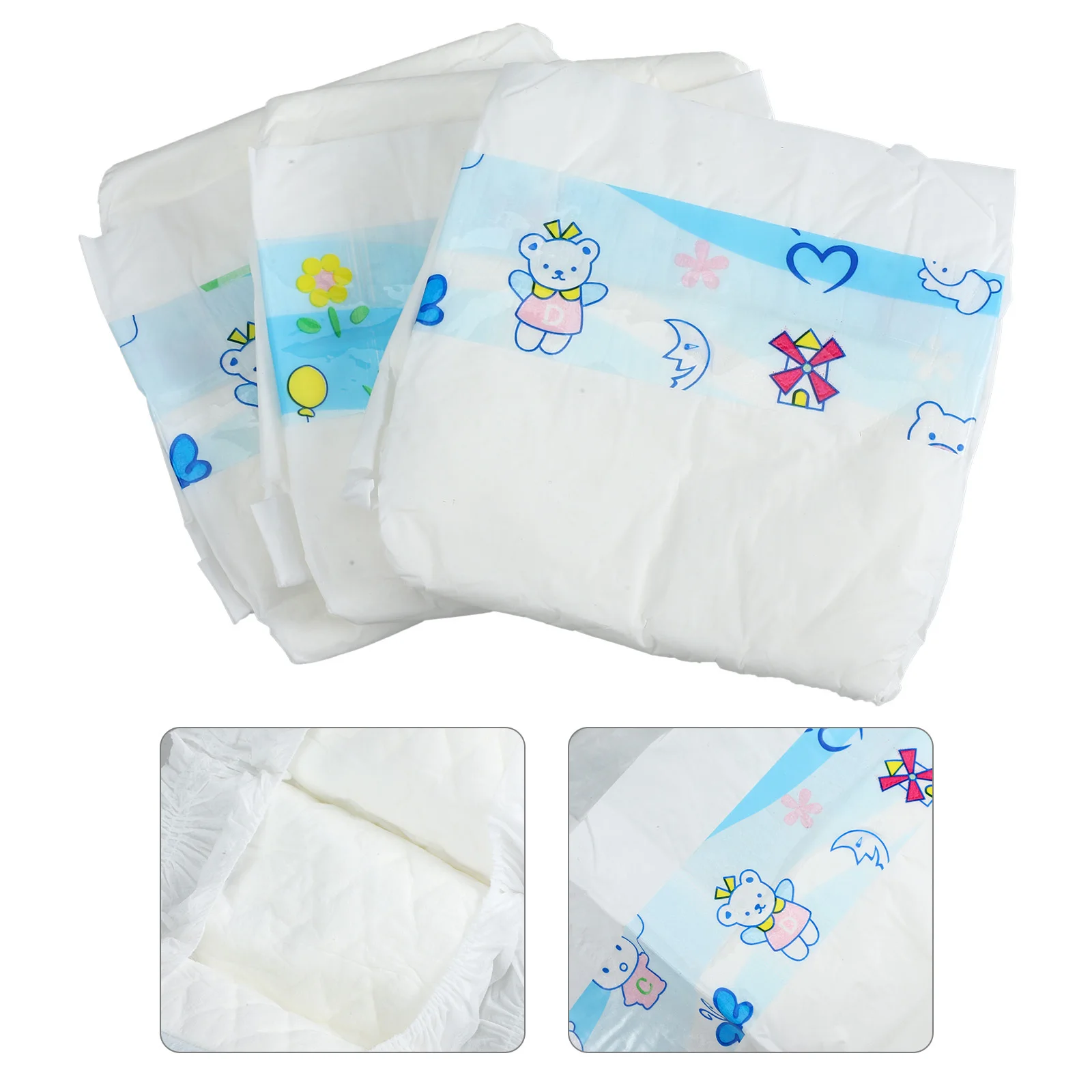 

3Pcs Baby Diapers Decorative Nappies Mini Dress Up Accessories Pretend Play Props for Kids Creative Play Baby Diapers