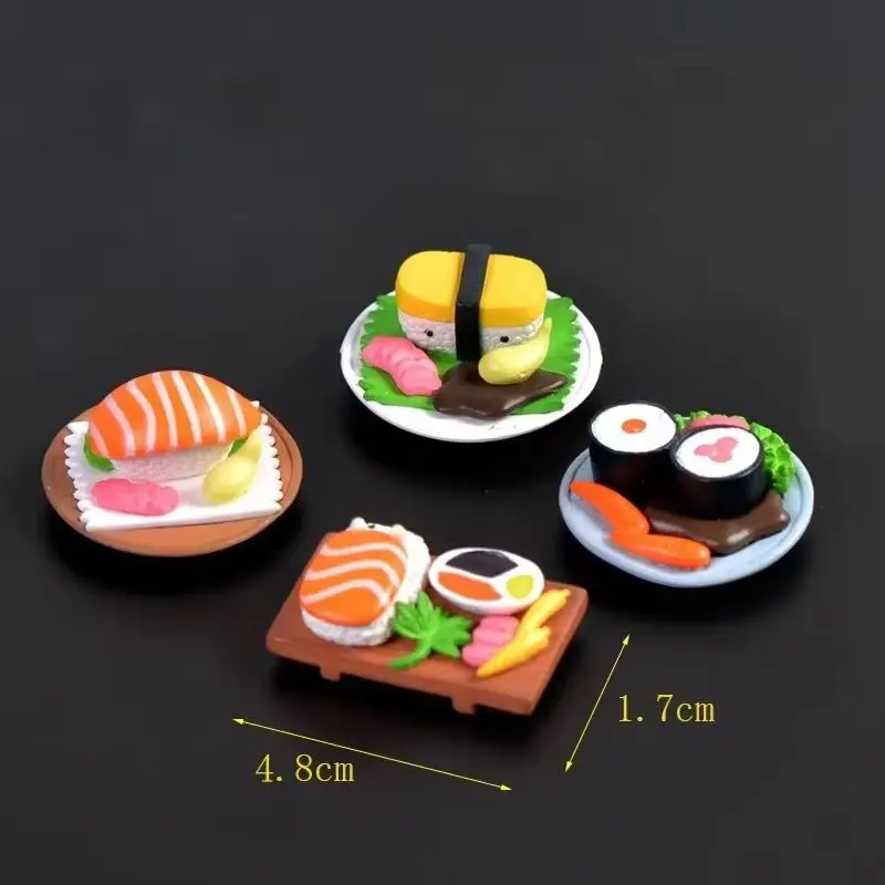 4 개/대 크리 에이 티브 맛있는 스시 미니어처 음식 귀여운 장식품 미니어처 인형 음식 쥬얼리 Diy 공예 액세서리 홈 장식