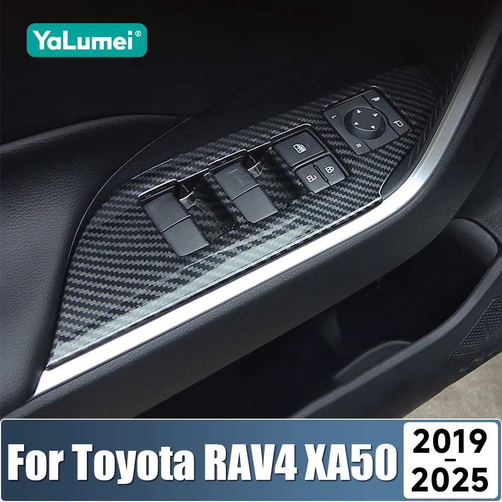 Für Toyota RAV4 XA50 2019 2020 2021 2022 2023 2024 2025 Hybrid ABS Carbon Auto Tür Fenster Glas Lift-Taste Rahmen Abdeckung Aufkleber