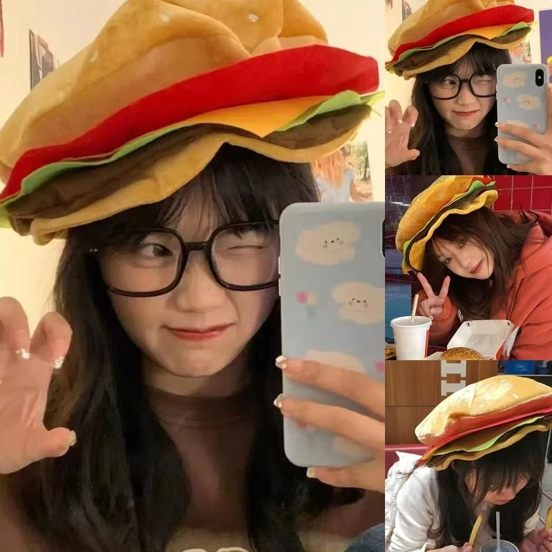 الجدة الجبن على شكل قبعة لطيف مضحك البرغر القبعات لحفلة عيد الميلاد