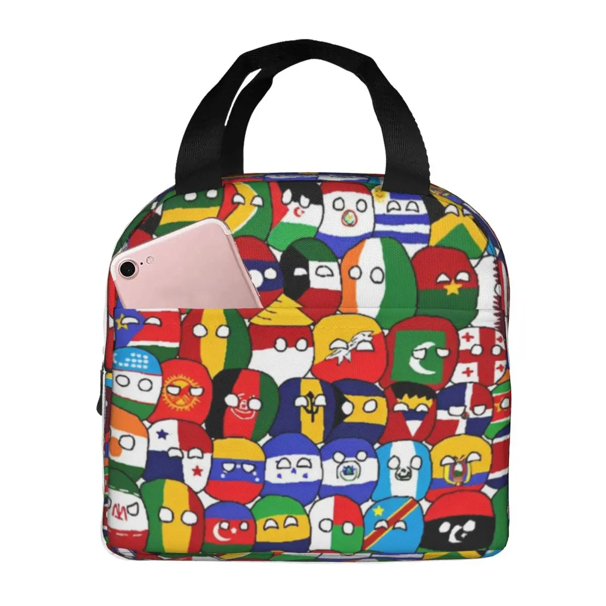 

Countryball Cartoon Insulated Lunch Bags Countries Earth Cute Lunch Container Cooler Bag Tote Lunch Box College Men Women