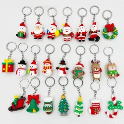 Christmas Series Santa Claus Christmas Tree Key Chains For Backpacks Pendant Cute Elk Doll Key Ring For Kids Friends Gift