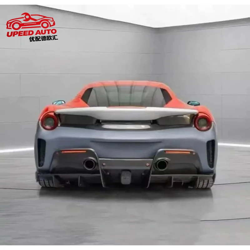Suitable for Permance Fit Ferrari 488 Pista Dry Carbon Fiber PP Front Bumper Diffuser Body Enhancement Kit