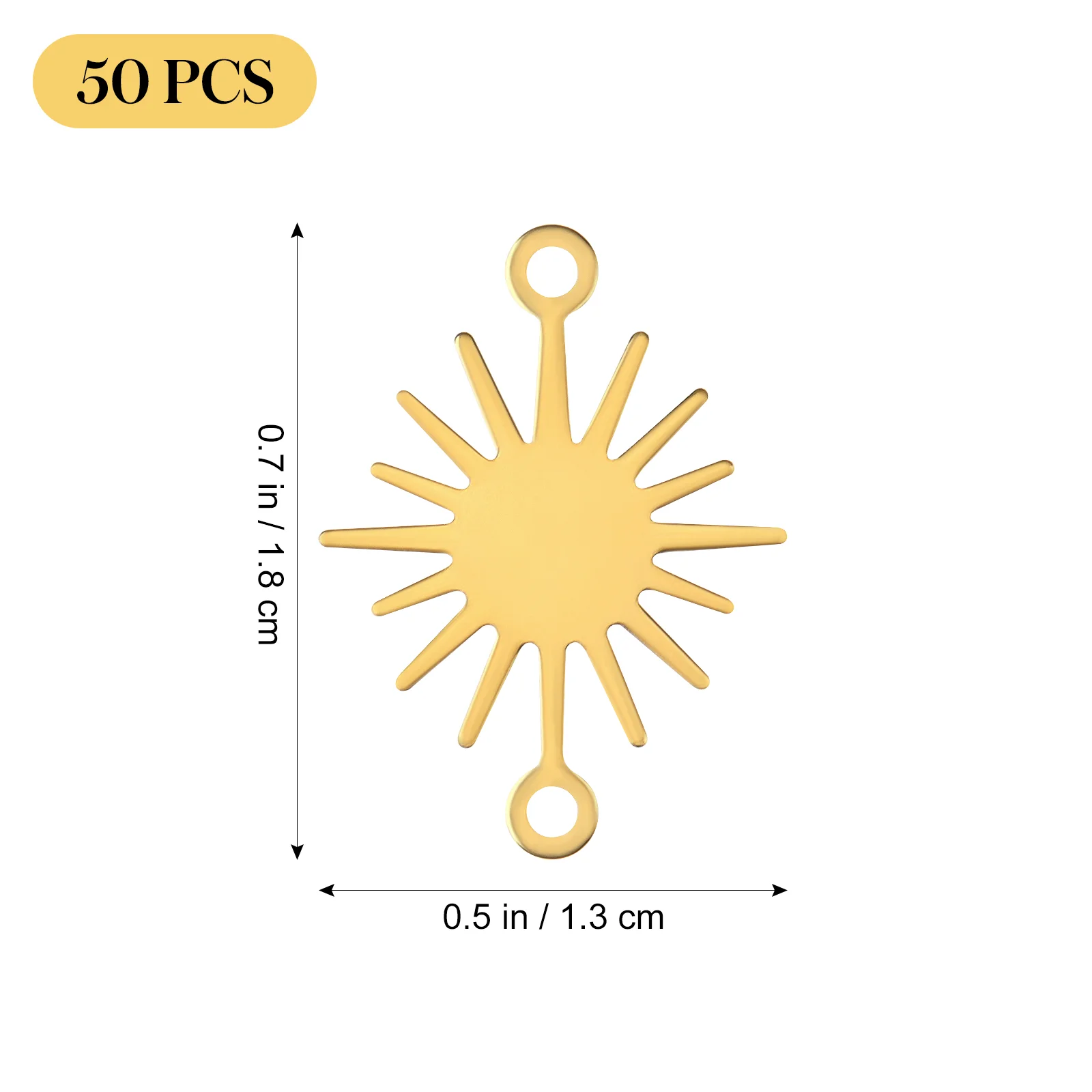 50 Pcs Sun Flower Pendant Charms for Crafts Shape Jewelry Making Gold Plated Supplies Filled Vintage Pendants