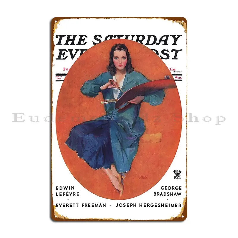 Суботний вечерний пост 1933, Джон Ла Гатта, металлическая табличка, постер, дизайн клубного паба, вечерние жестяные вывески, постер