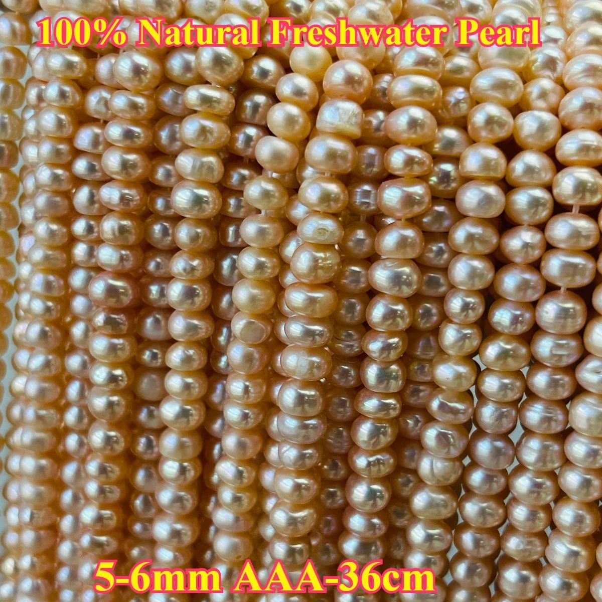 

5-6mm AAA Premium Natural Freshwater Pearl Orange Oval Spacer Loose Bead Jewelry Make DIY Necklace Bracelet Women Gift Wedding