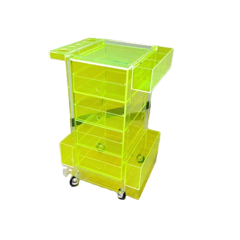 Salon Trolley With Hair Color Dyes Bowls Beauty Hairdresser Tray Portable Utility Cart SPA Storage Hair Accessory Holder 4