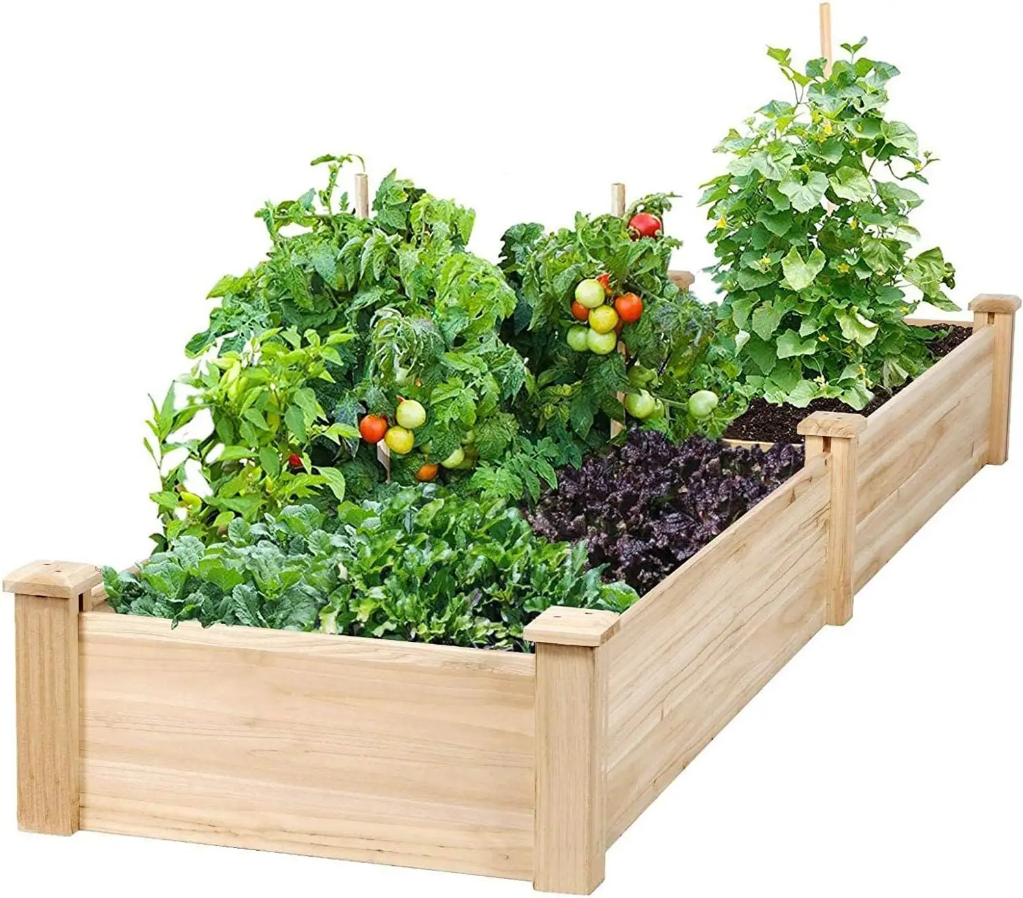 

Wooden Raised Garden Bed Planter, No-Bolt Assembly Elevated Flower Bed Boxes Kit for Vegetable Flower Herb Gardening, Natural