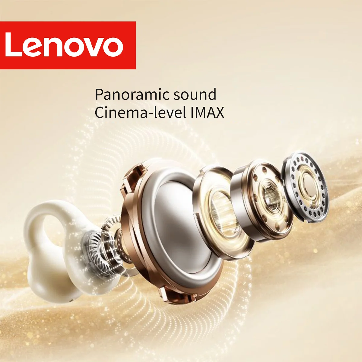 سماعات لينوفو 2025 الجديدة ذات الأذن المفتوحة، سماعات رأس لاسلكية بمشبك، اتصال Bt5.4، تقليل ضوضاء المكالمات الذكية، جهير منخفض، تصميم مريح، مريح ومستقر في الارتداء، سماعات رأس رياضية خارجية