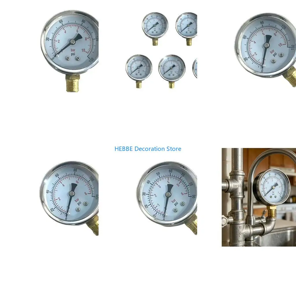 B0KC Heavy Duty Pressure Meter 6/8/10/16/25Bar Suitable for Working Environment