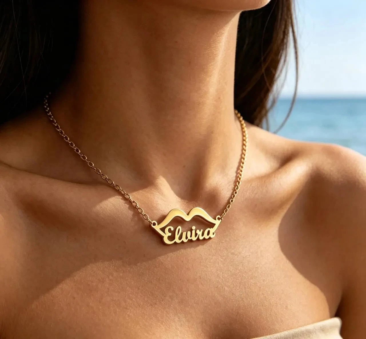 Custom Lips Necklace Personalized Name Choker Bespoke Statement Necklaces For Women Men Stainless Steel Jewelry New Style In