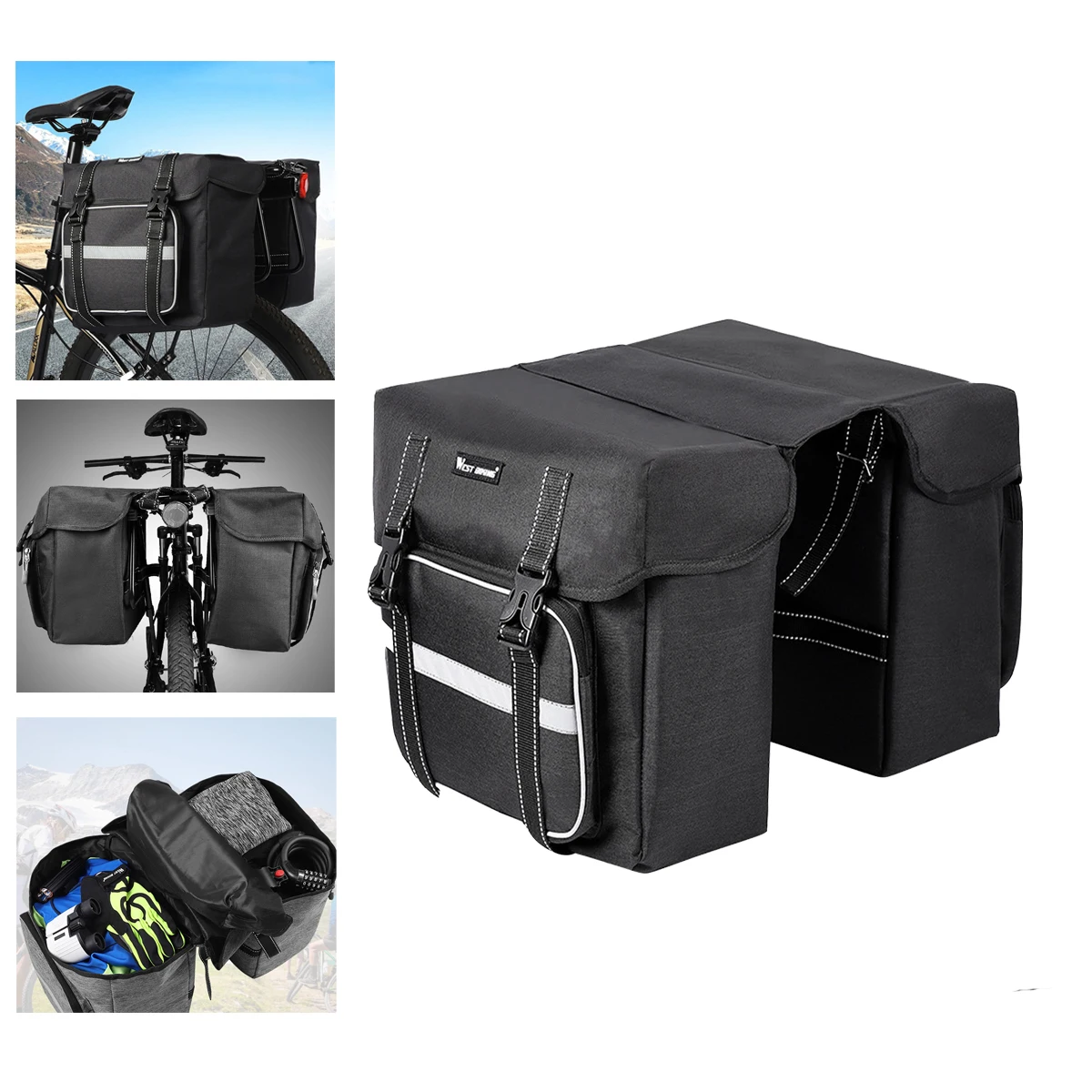 

2-in-1 rear seat luggage saddle bag Motorcycle bicycle outdoor travel duffel bag left and right side saddle bag