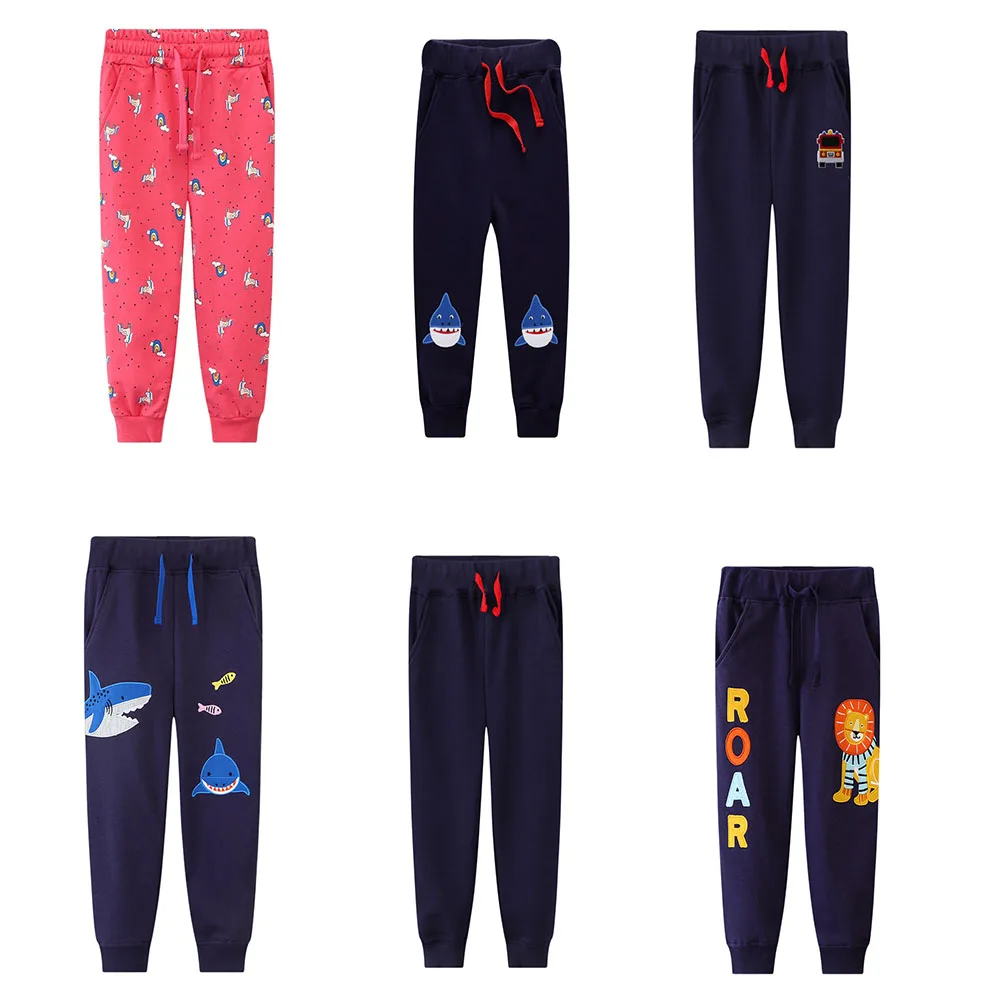 Jumping Meters 4-7T Animal Print Sweatpants for Boys & Girls Drawstring Baby Trousers Autumn Spring Children's Full-Pants Clothi