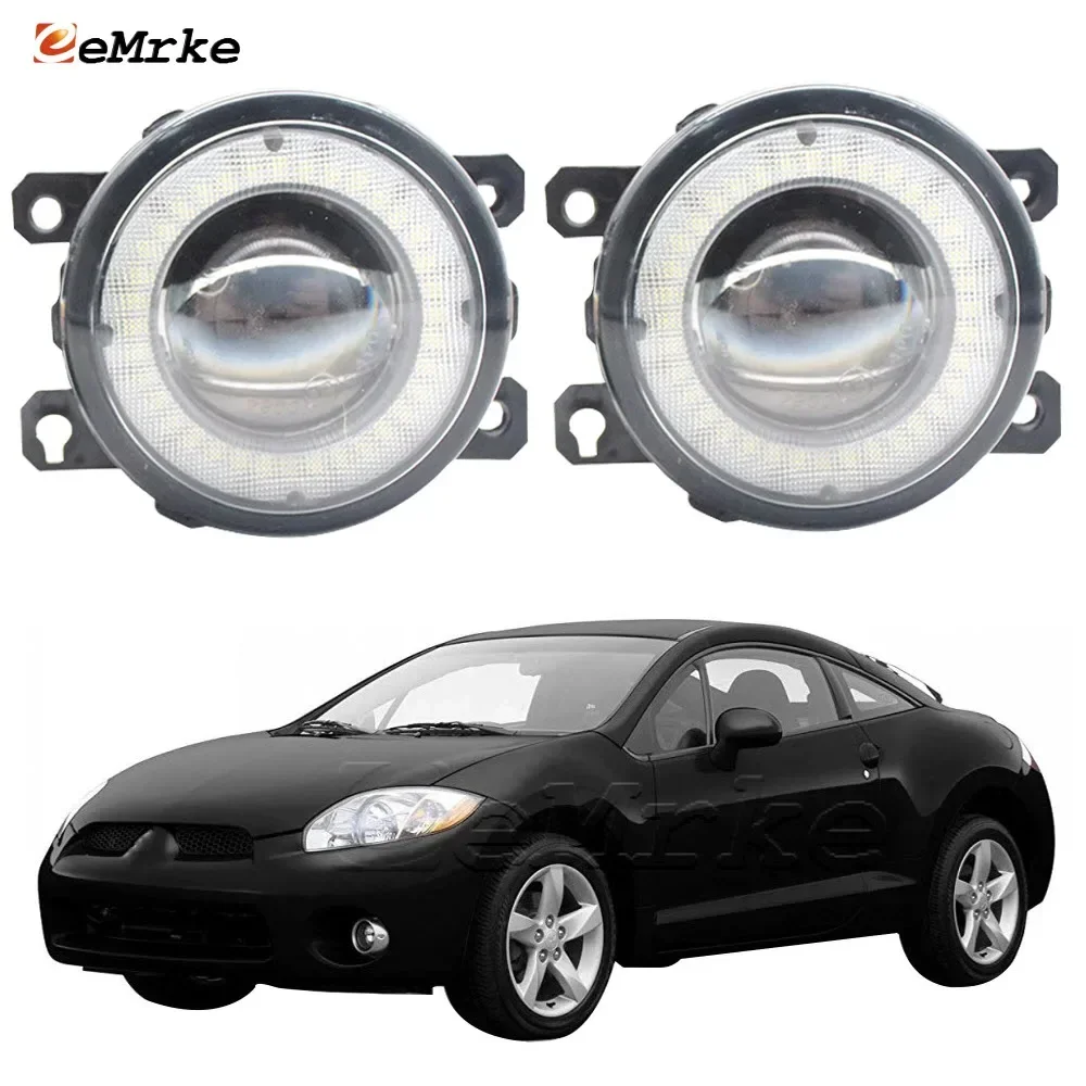 

2 Pieces LED Car Fog Light Assembly Lens Angel Eye DRL Daytime Runinng Lights Lamp for Mitsubishi Eclipse IV 2006 2007 2008 2009