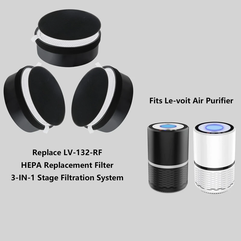 ชิ้นส่วนเครื่องฟอกอากาศ HEPA Filter อุปกรณ์เสริมสําหรับเครื่องฟอกอากาศ Levoit, Lv-H132, Lv-H132-Rf ชุดกรองคาร์บอนที่เปิดใช้งาน